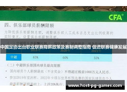 中国足协出台职业联赛降薪政策及赛制调整指南 促进联赛健康发展