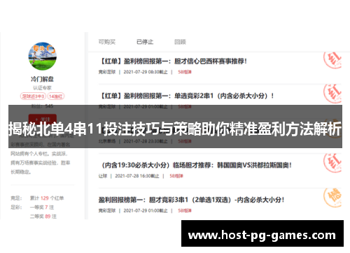 揭秘北单4串11投注技巧与策略助你精准盈利方法解析